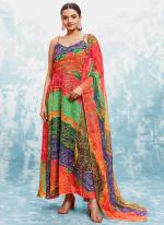 Georgette Multi Party Wear Printed Readymade Gown